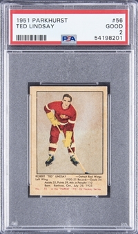 1951/52 Parkhurst #56 Ted Lindsay Rookie Card – PSA GD 2